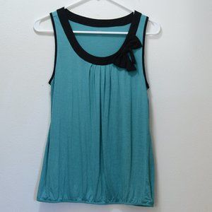 Teal LOFT top with bow (flawed)